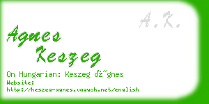 agnes keszeg business card